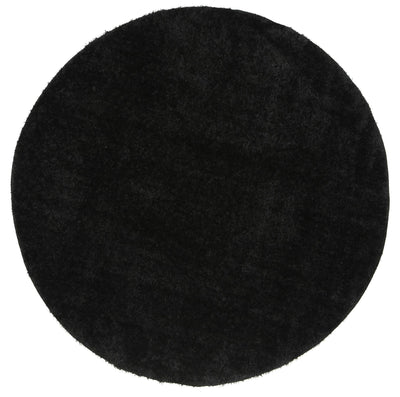 Puffy Soft Shaggy Round Rug Black 160x160 cm Round