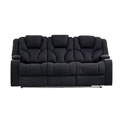 3+1+1 Seater Electric Recliner Stylish Rhino Fabric Black Lounge Armchair with LED Features - Payday Deals