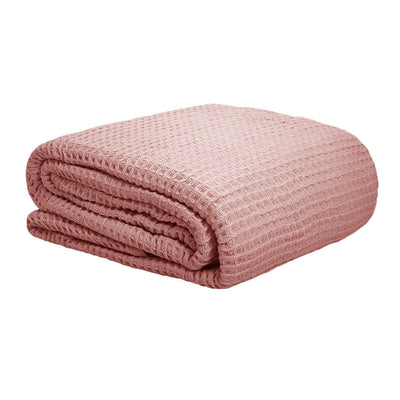 Cotton Waffle Blanket Dusty Pink Single