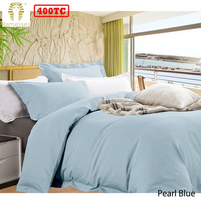 Ramesses Bamboo Cotton Quilt Cover Set Pearl Blue King