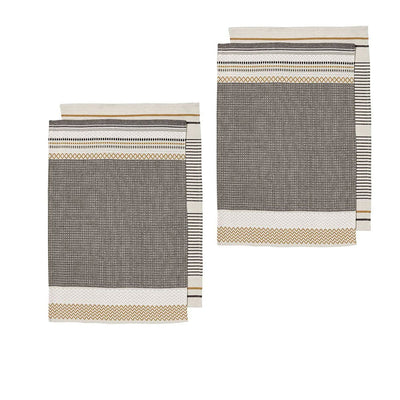 Ladelle Intrinsic Set of 4 Cotton Kitchen Towels Bold Charcoal