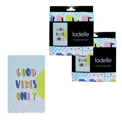 Ladelle Set of 2 Cotton Tea Towels Good Vibes Only