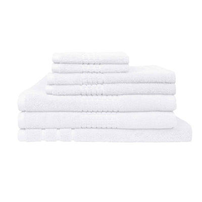 Rans Montage 7 Piece Cotton Bath Towel Set - White
