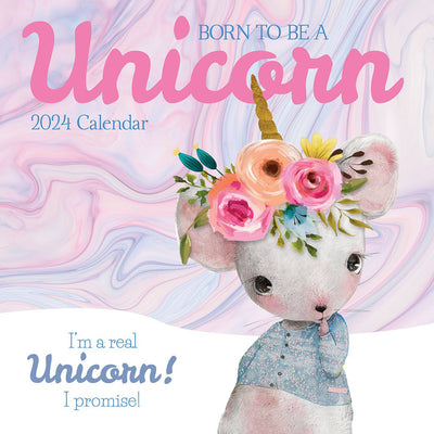 Born to be a Unicorn - 2024 Square Wall Calendar 16 Months Planner New Year Gift
