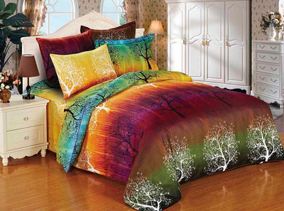Rainbow Tree King Size Bed Quilt/Doona/Duvet Cover Set