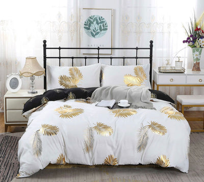 Reversible Design Leaves King Size Bed Quilt/Doona/Duvet Cover Set