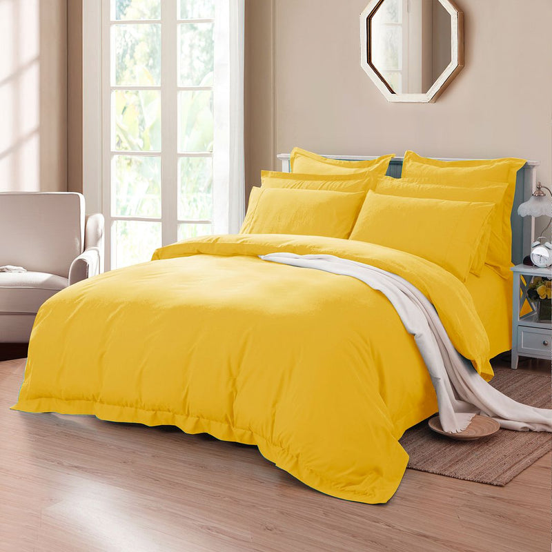 Tailored 1000TC Ultra Soft Single Size Yellow Duvet Doona Quilt Cover Set