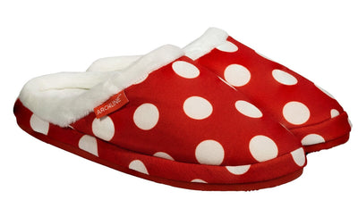 ARCHLINE Orthotic Slippers Slip On Scuffs Pain Relief Moccasins - Red Polka Dot - EUR 35 (Womens US 4)