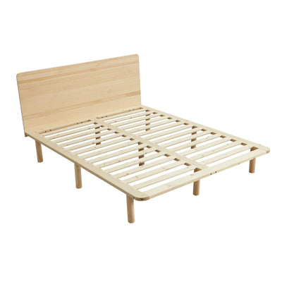 Natural Solid Wood Bed Frame Bed Base with Headboard Queen - Payday Deals