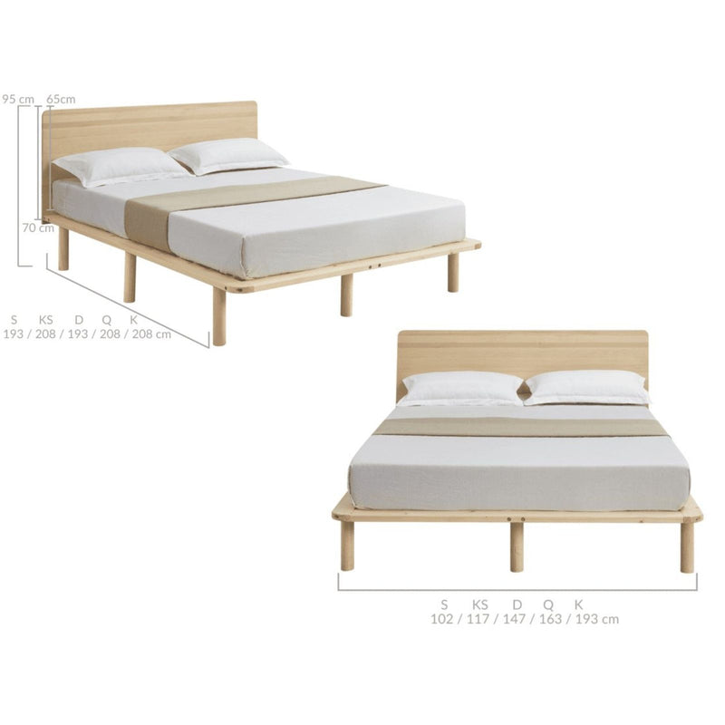 Natural Solid Wood Bed Frame Bed Base with Headboard Queen - Payday Deals