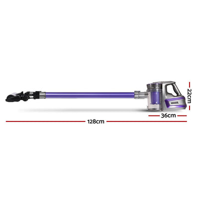 Devanti 150W Stick Handstick Handheld Cordless Vacuum Cleaner 2-Speed with Headlight Purple - Payday Deals