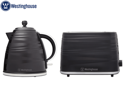 Westinghouse Plastic 1.7L Kettle & 2 Slice Toaster Pack - Black WHKTPK07K