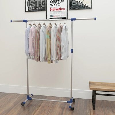 Adjustable Clothes Rack Stainless Steel 165x44x150 cm Silver Payday Deals