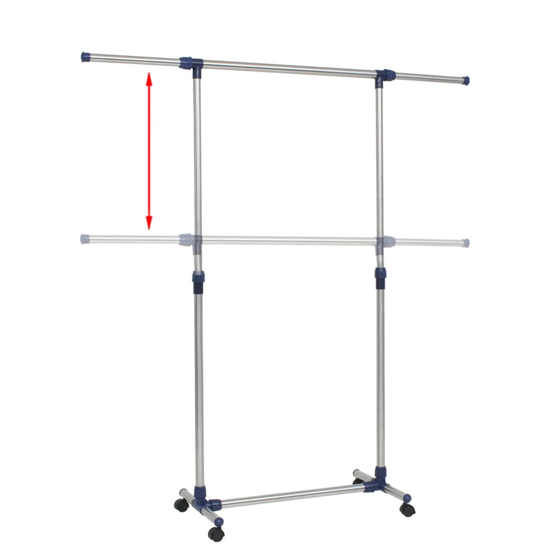 Adjustable Clothes Rack Stainless Steel 165x44x150 cm Silver Payday Deals