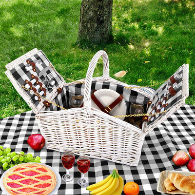 Alfresco 2 Person Picnic Basket Baskets White Deluxe Outdoor Corporate Blanket Park Payday Deals