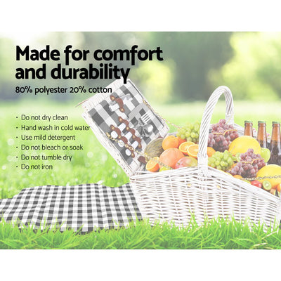 Alfresco 2 Person Picnic Basket Vintage Baskets Outdoor Insulated Blanket Payday Deals