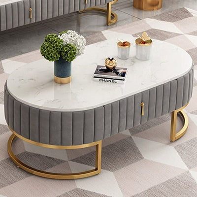 Alicia Velvet Ceramic Top Coffee Table with Storage Payday Deals