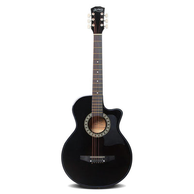 38 Inch Wooden Acoustic Guitar - Black