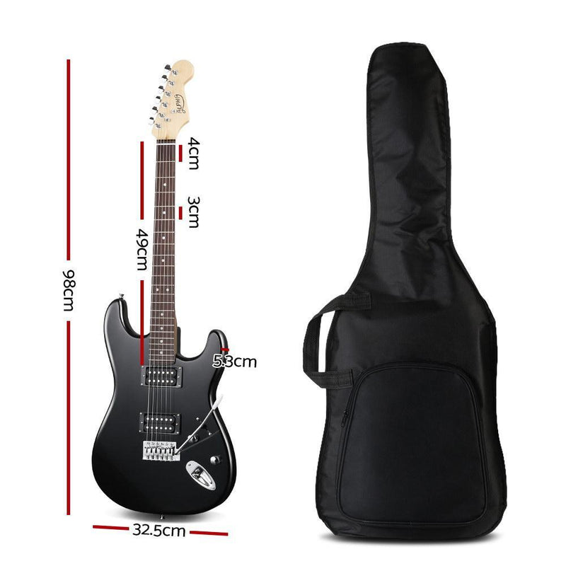 ALPHA Electric Guitar Black with Carry Bag