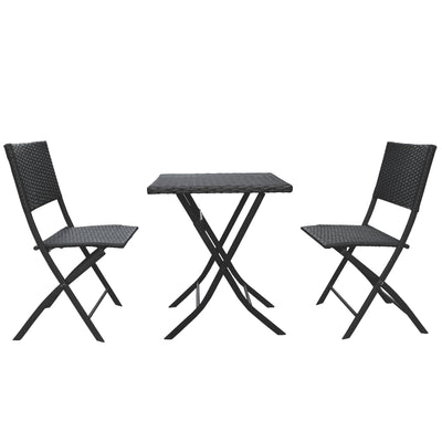 Arcadia Furniture Outdoor 3 Piece Foldable Rattan Coffee Table Set Garden Patio Black Payday Deals