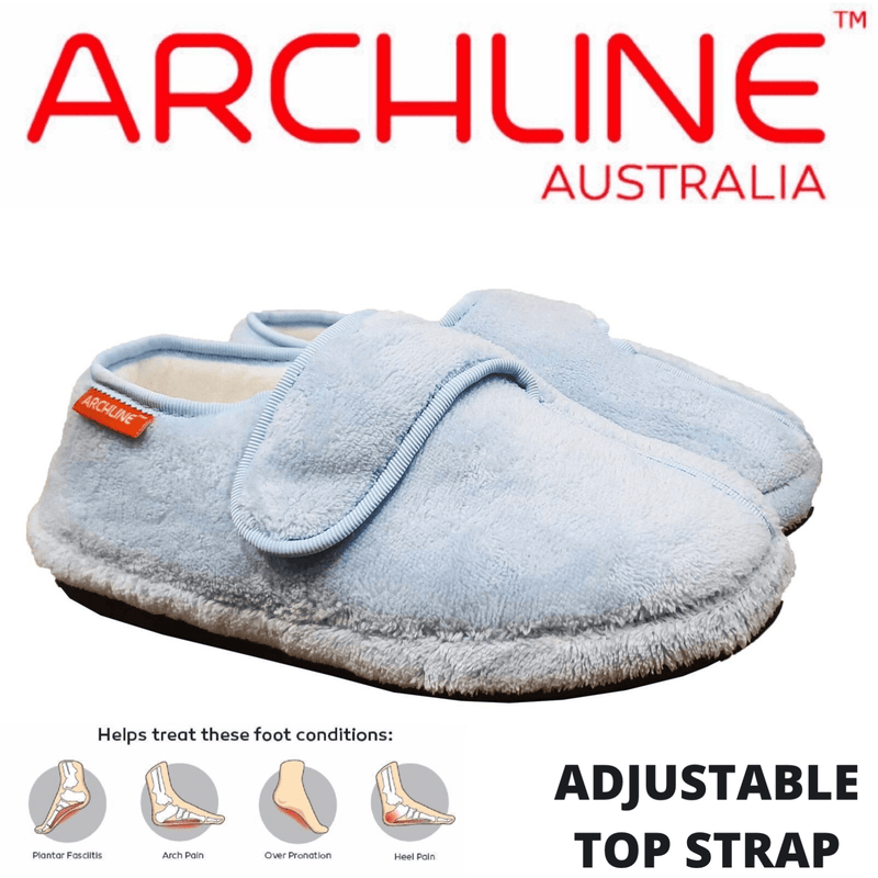ARCHLINE Orthotic Plus Slippers Closed Scuffs Pain Relief Moccasins - Baby Blue Payday Deals