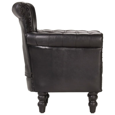 Armchair Black Real Goat Leather Payday Deals