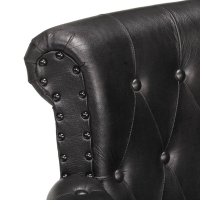 Armchair Black Real Goat Leather Payday Deals