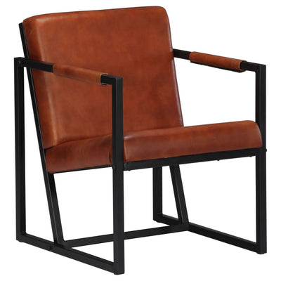 Armchair Brown Real Leather Payday Deals