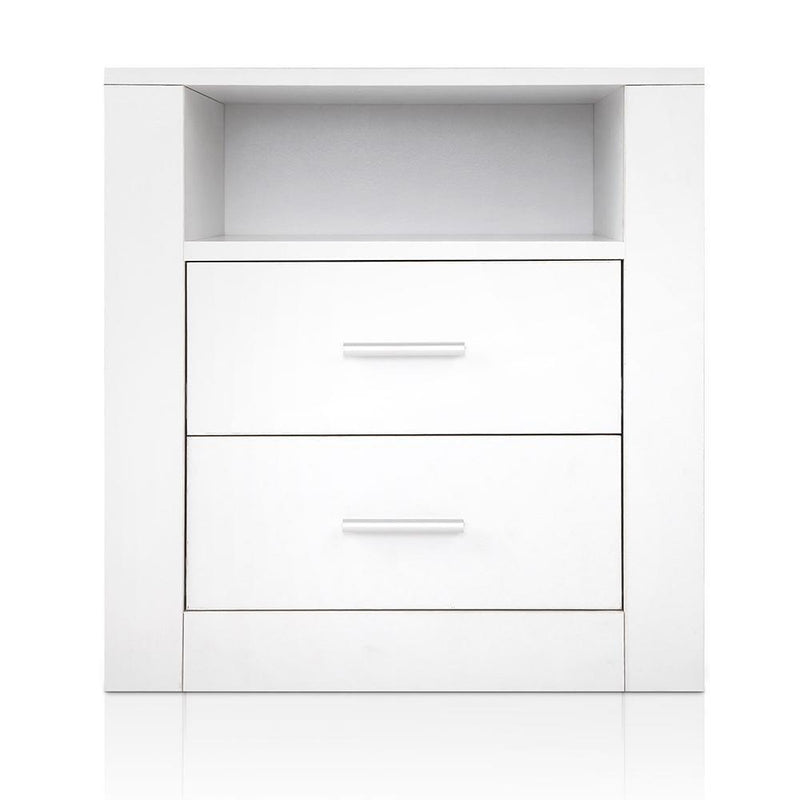 Artiss Anti-Scratch Bedside Table 2 Drawers - White