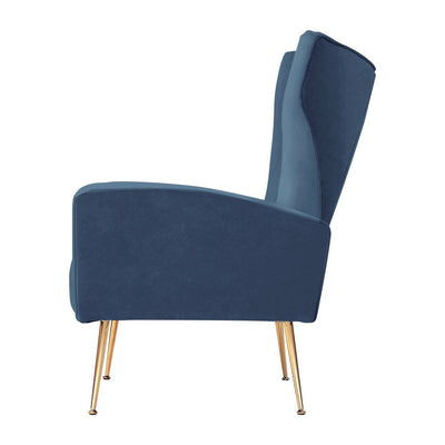 Artiss Armchair Lounge Accent Chairs Armchairs Chair Velvet Sofa Navy Blue Seat Payday Deals