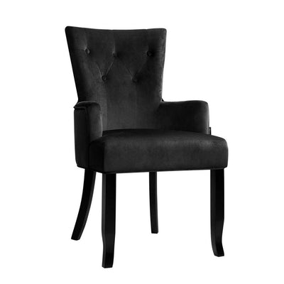 Artiss Dining Chairs French Provincial Chair Velvet Fabric Timber Retro Black Payday Deals