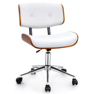 Executive Wooden Office Chair Leather Computer Chairs Seat Bentwood White