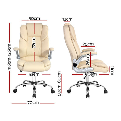 Artiss Kea Executive Office Chair Leather Beige Payday Deals