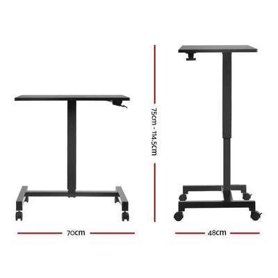 Artiss Mobile Height Adjustable Standing Desk Sit Stand Portable Computer Laptop Bar Table Gas Lift Black
