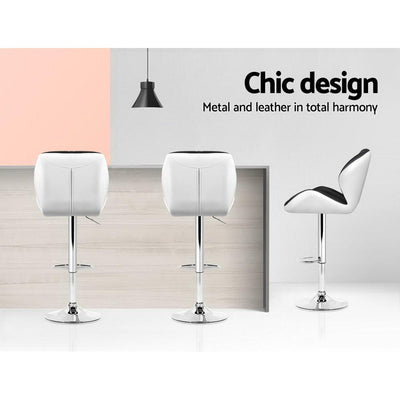 Artiss Set of 2 Kitchen Bar Stools - White, Black and Chrome Payday Deals