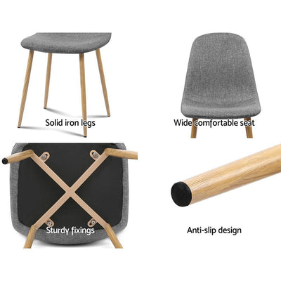 Artiss Set of 4 Adamas Fabric Dining Chairs - Light Grey Payday Deals