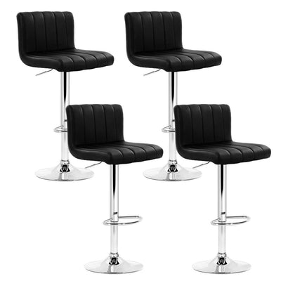 Artiss Set of 4 Line Style PU Leather Bar Stools - Black Payday Deals