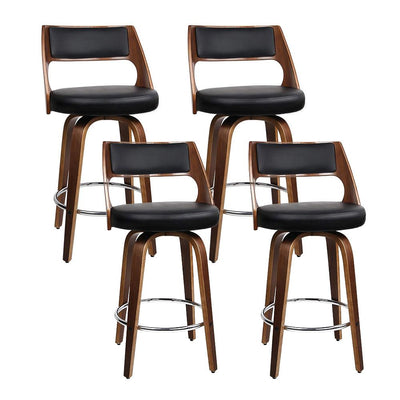Artiss Set of 4 Wooden Bar Stools PU Leather - Black and Wood Payday Deals