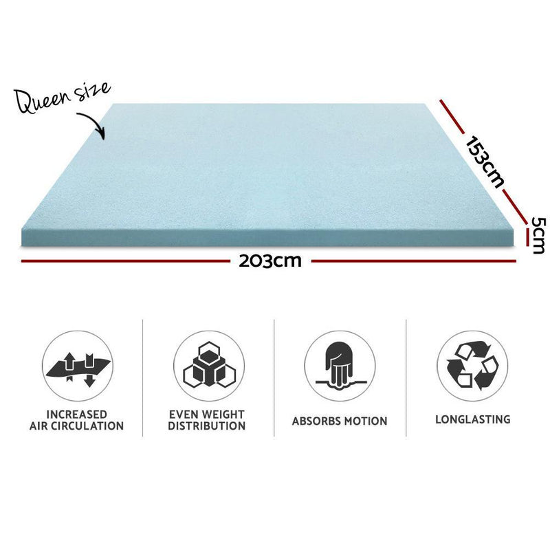 Giselle Bedding Cool Gel Memory Foam Mattress Topper w/Bamboo Cover 5cm - Queen Payday Deals