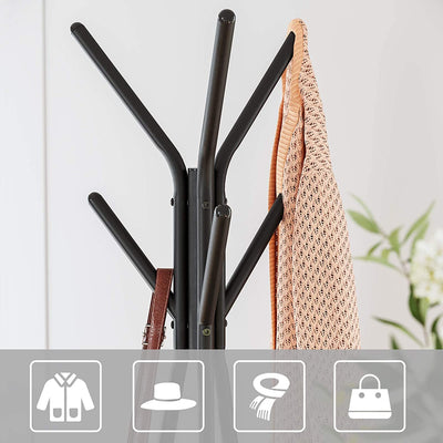 Black Coat Rack Stand Industrial Style 2 Shelves Clothes Payday Deals