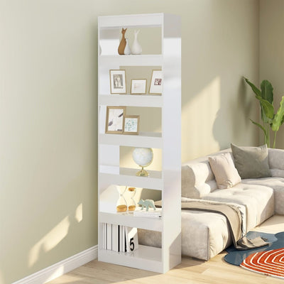 Book Cabinet/Room Divider High Gloss White 60x30x198 cm