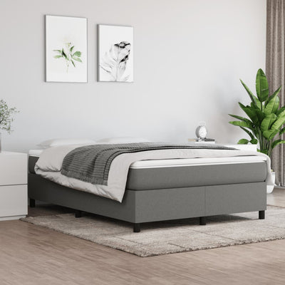 Box Spring Bed with Mattress Dark Grey 137x190 cm Double Fabric
