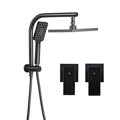 Cefito WELS 8'' Rain Shower Head Taps Square Handheld High Pressure Wall Black Payday Deals