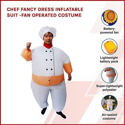 CHEF Fancy Dress Inflatable Suit -Fan Operated Costume Payday Deals