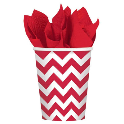 Chevron Red Paper Cups 8 Pack