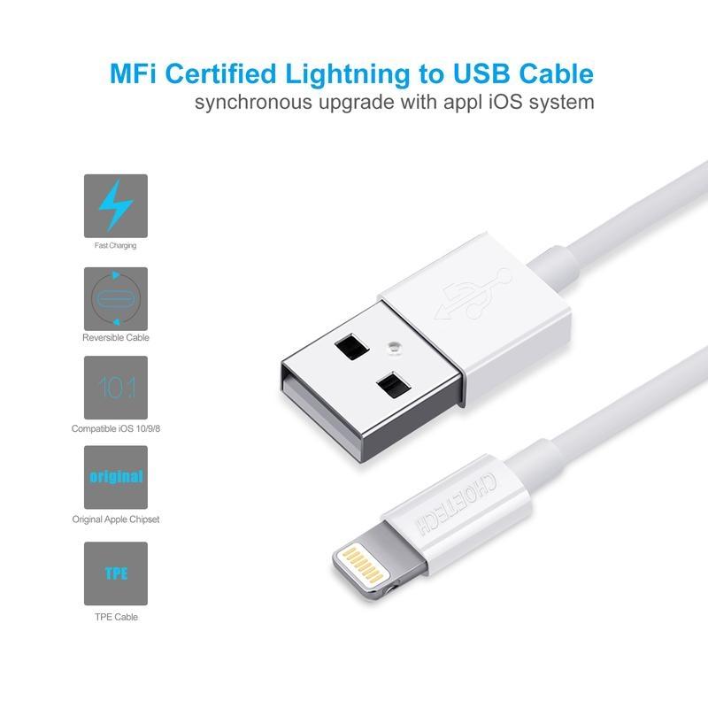 Choetech MFI Certified Cable for iPhone 1.2M White Payday Deals