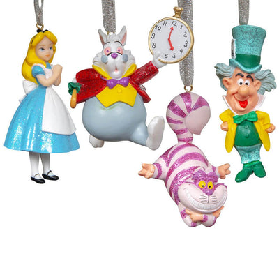 Christmas Disney Alice In Wonderland Tree Hanging Ornaments Set of 4