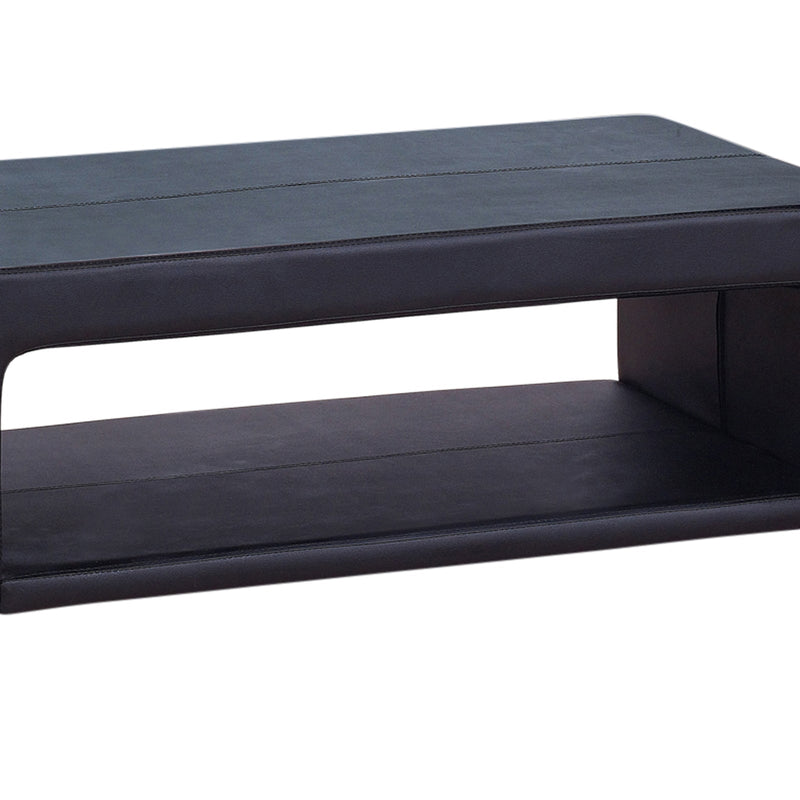 Coffee Table Upholstered PU Leather in Black Colour with open storage Payday Deals