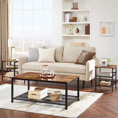 Coffee Table with Dense Mesh Shelf, Rustic Brown Payday Deals