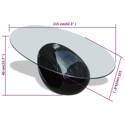 Coffee Table with Oval Glass Top High Gloss Black Payday Deals